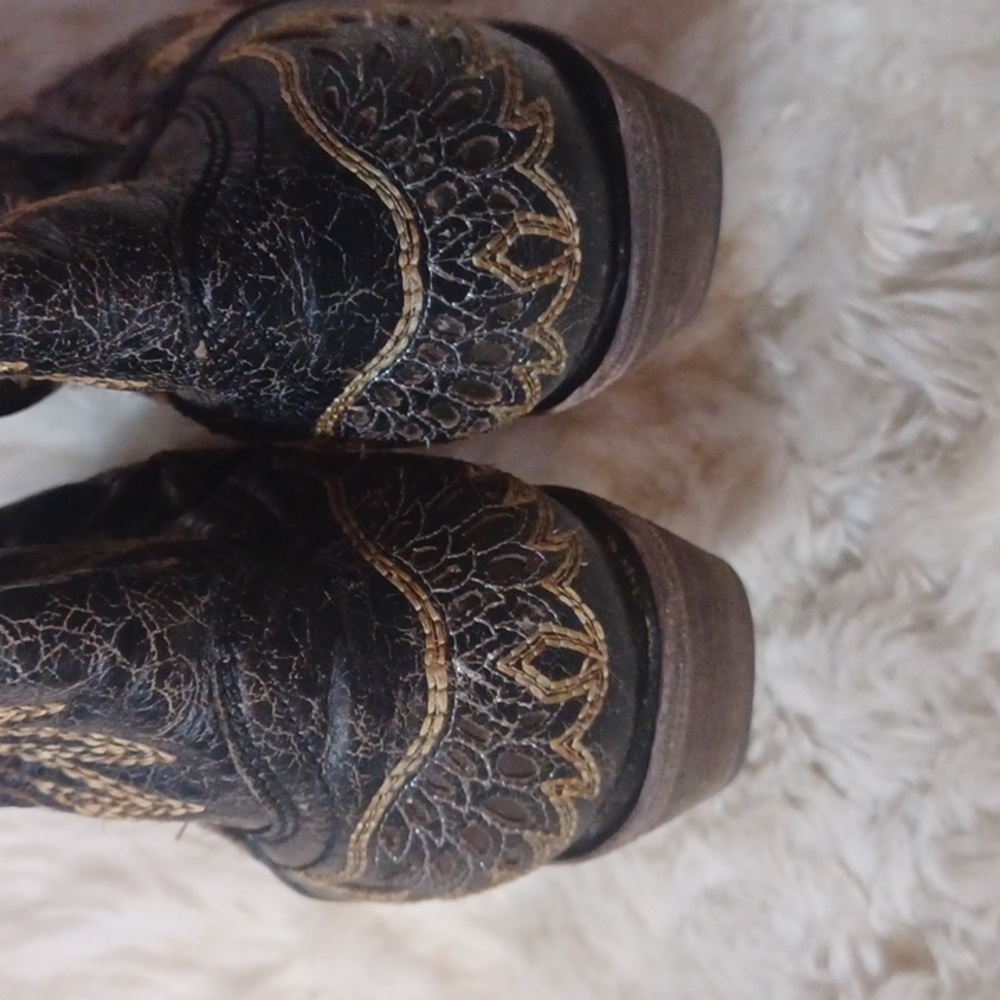 Corral Women's Boot Brown Black Size 9.5 Wing & Cross  Leather - Picture 6 of 10